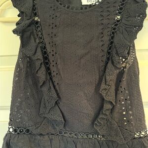 Black Eyelet Ruffle Top